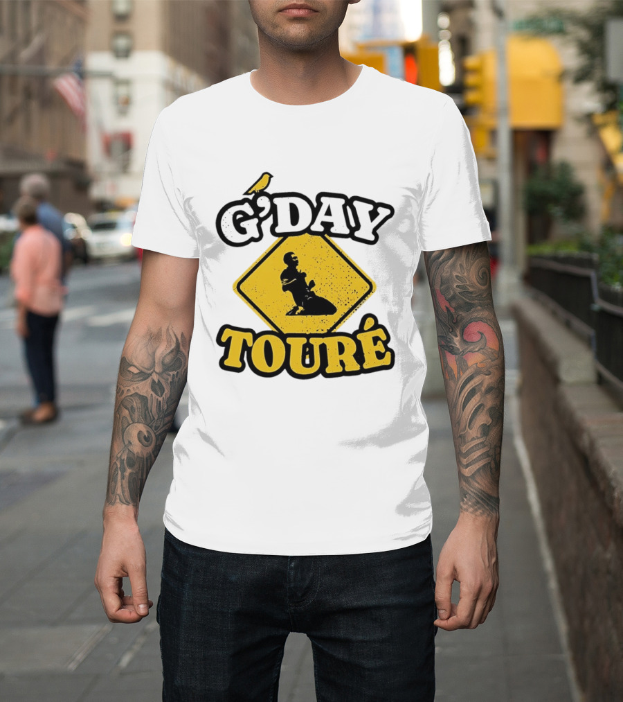 G'Day Toure Yellow Sign Kneeling Silhouette Bird T-Shirt