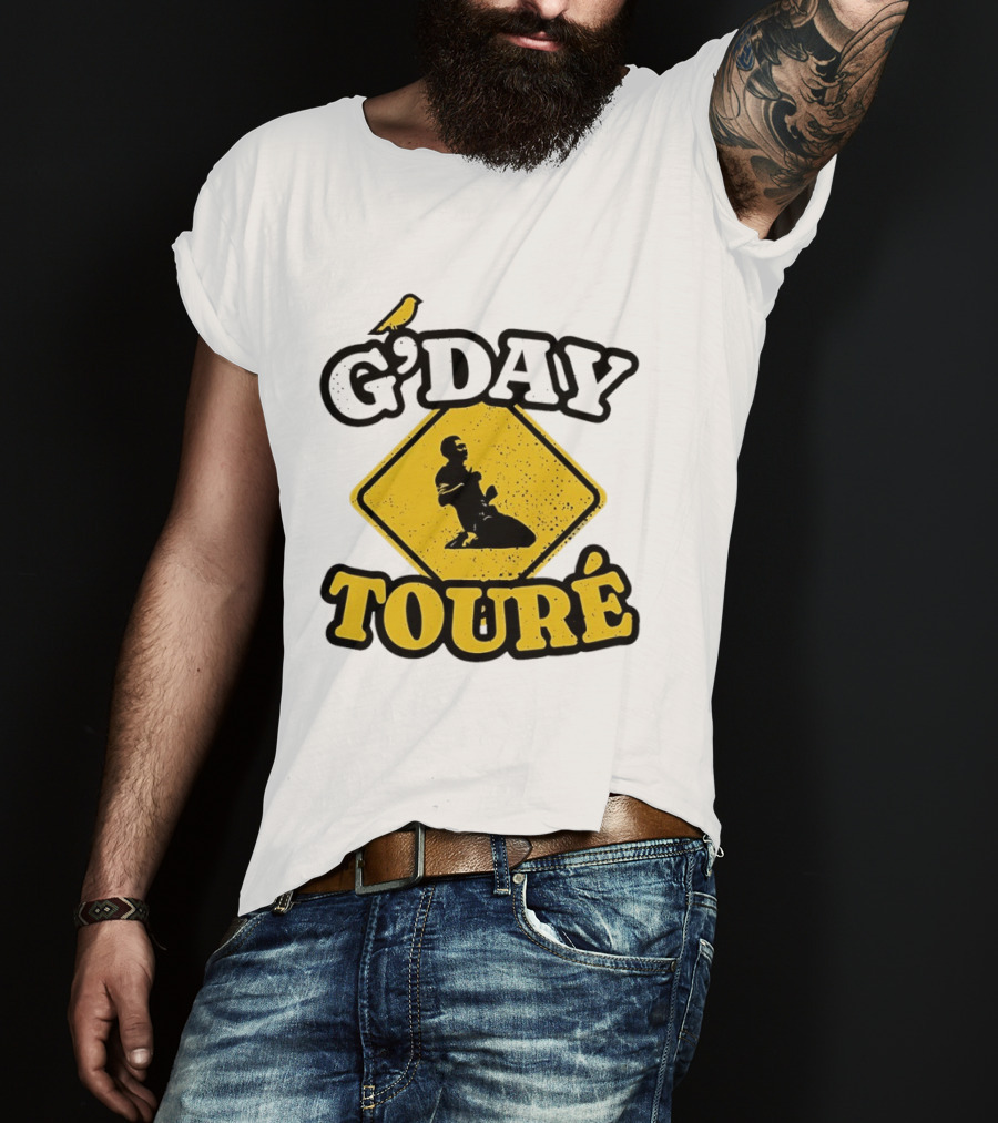 G'Day Toure Yellow Sign Kneeling Silhouette Bird T-Shirt
