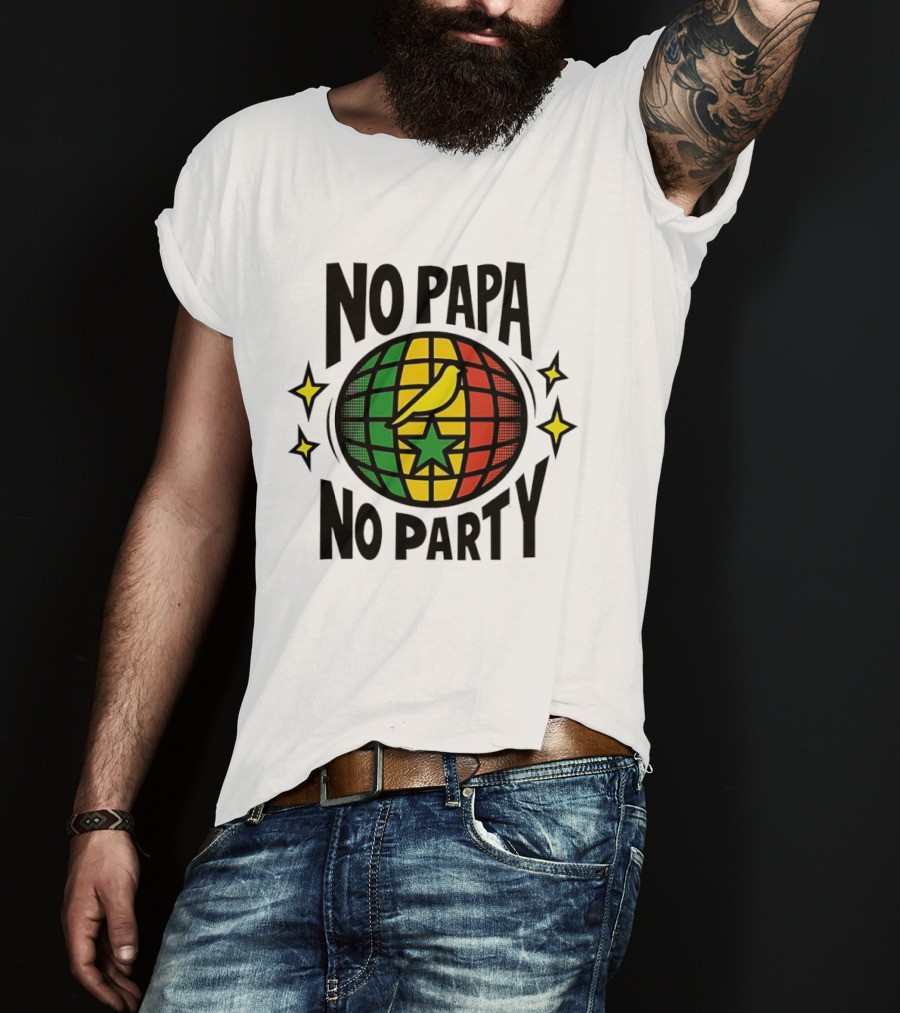 No Papa No Party Bird Star Globe Jamaican T-Shirt