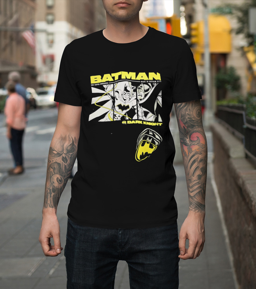 Batman Dark Knight Yellow Caped Crusader Montage T-Shirt