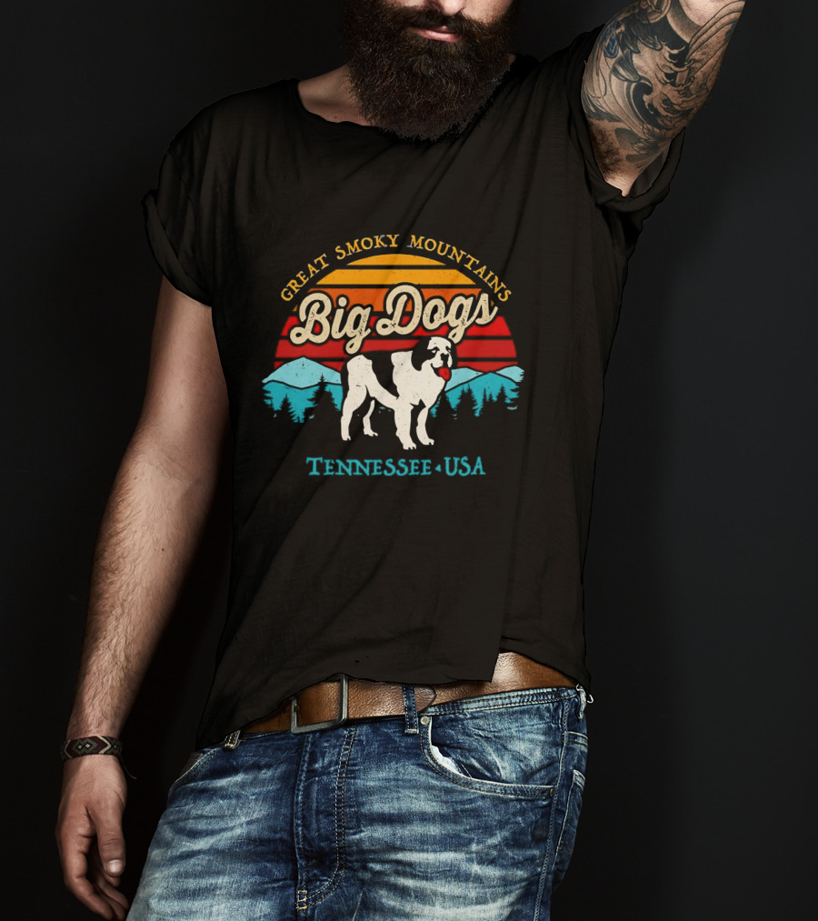 Great Smoky Mountains Big Dogs Tennessee USA Sunset Dog T-Shirt
