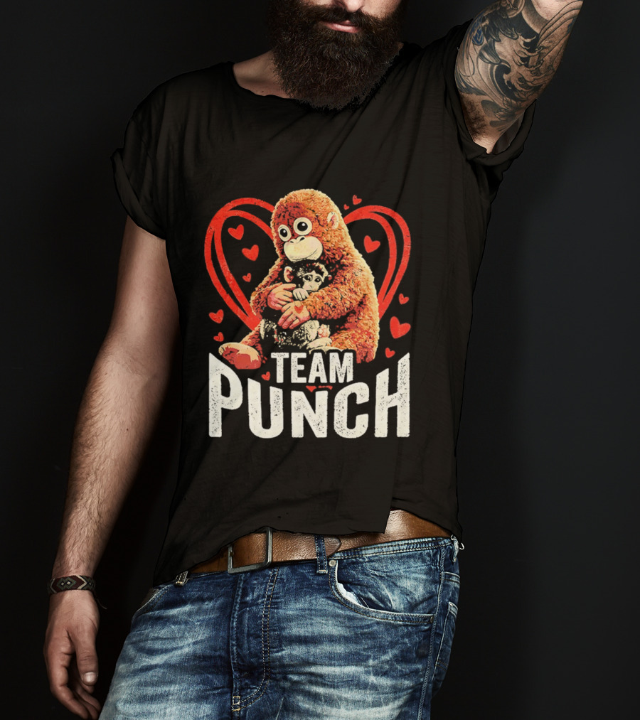 Team Punch Monkey Heart Loving Hug T-Shirt