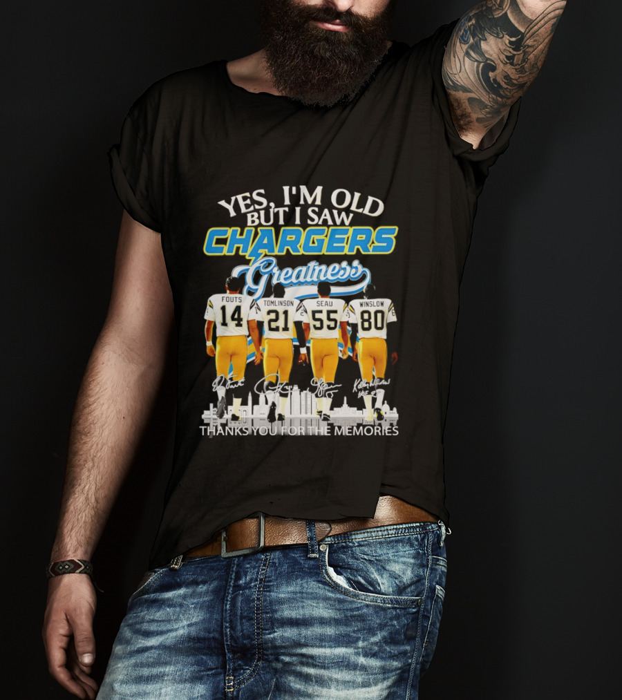 Yes I'm Old But I Saw Chargers Greatness Thank You For The Memories City Skyline T-Shirt