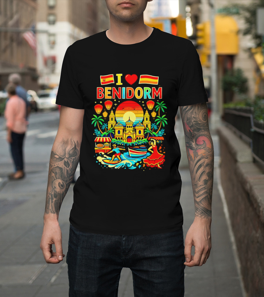 I Love Benidorm Spain Beach and Flamenco Celebration T-Shirt