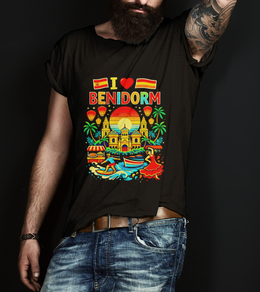 I Love Benidorm Spain Beach And Flamenco Celebration T-Shirt