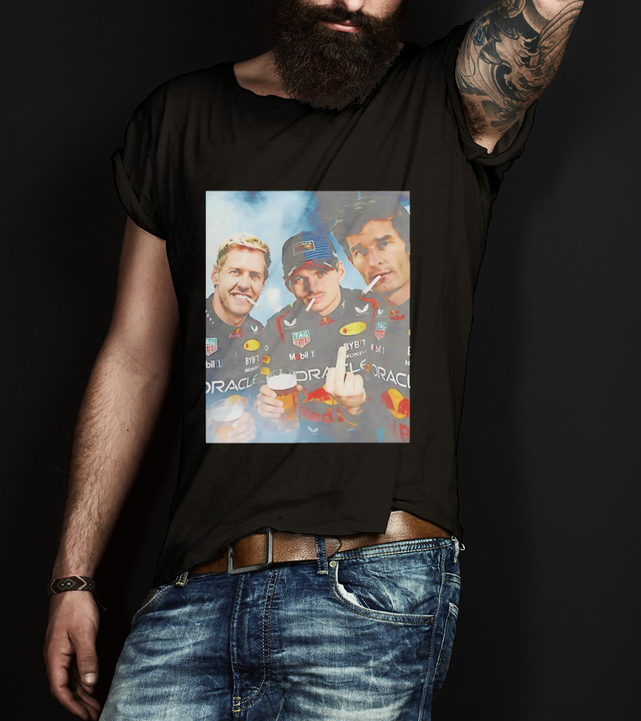 Red Bull Racing Vettel Verstappen Webber Smoking Fun F1 Legends Team Oracle T-Shirt