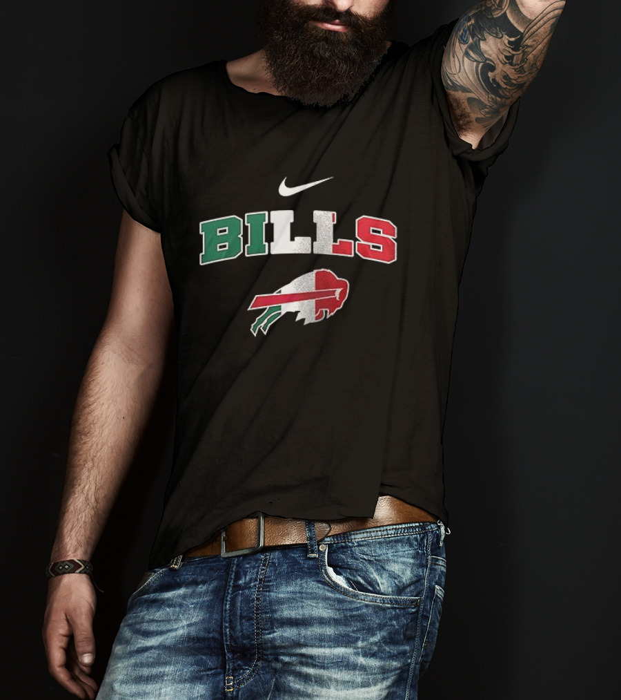 Nike Buffalo Bills Italia Green White Red Football Fan T-Shirt