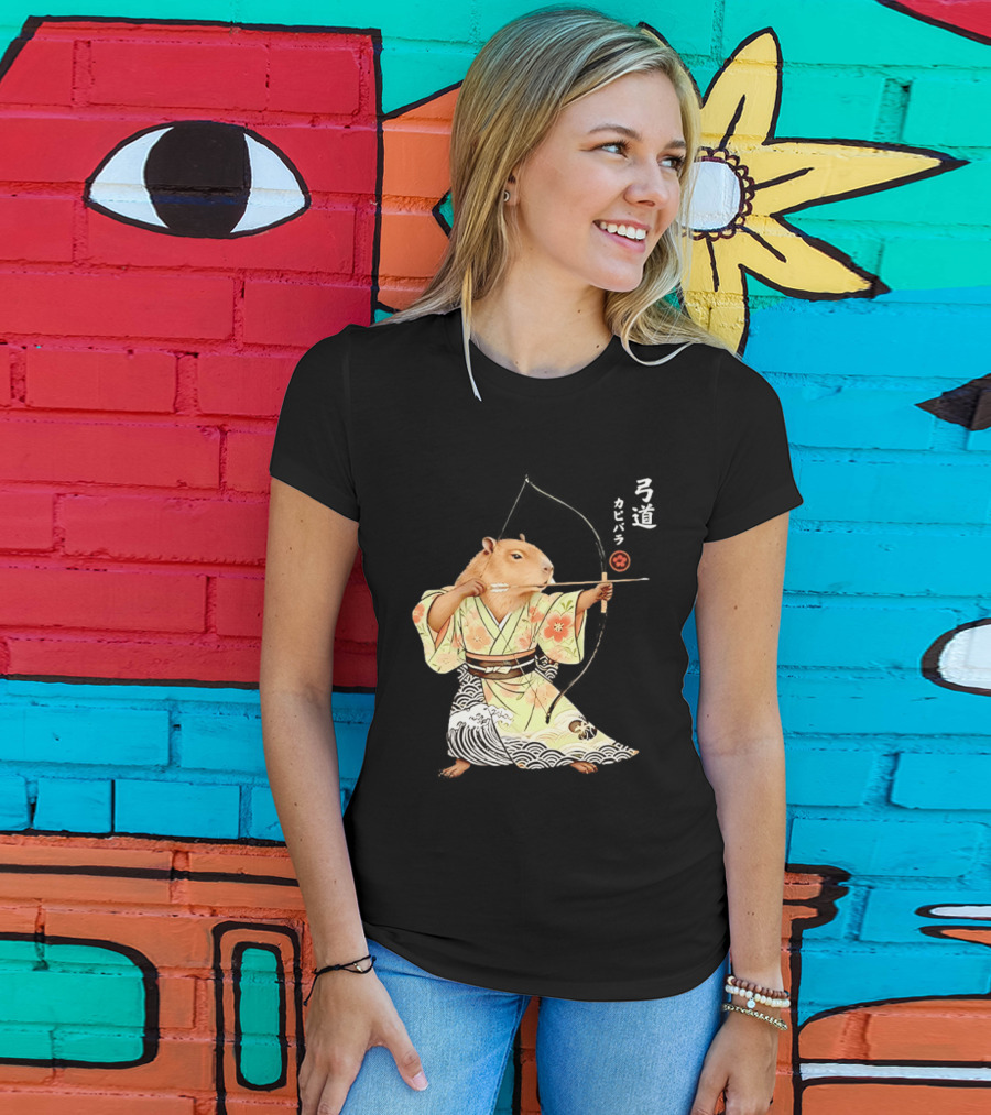 Capybara Kyudo Samurai Archery Japanese Animal T-Shirt