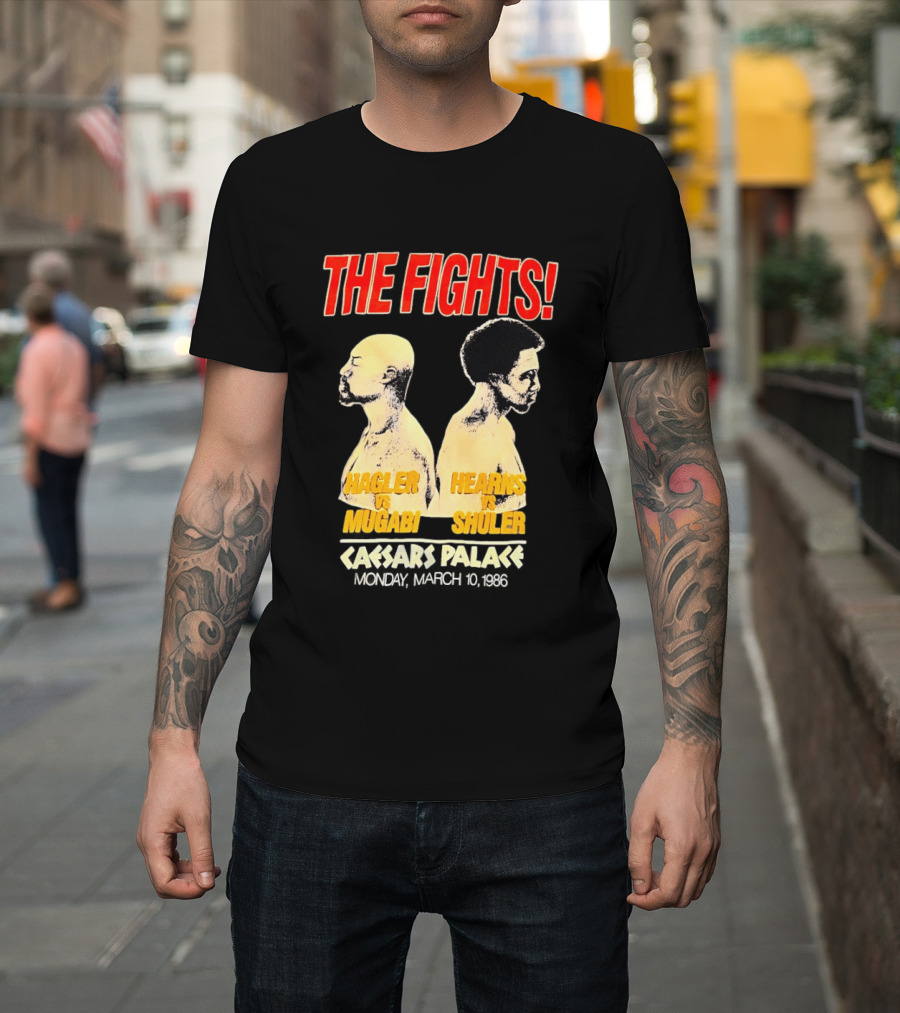 The Fights Hagler Vs Abi Hearns Vs Shuler Caesars Palace 1986 T-Shirt