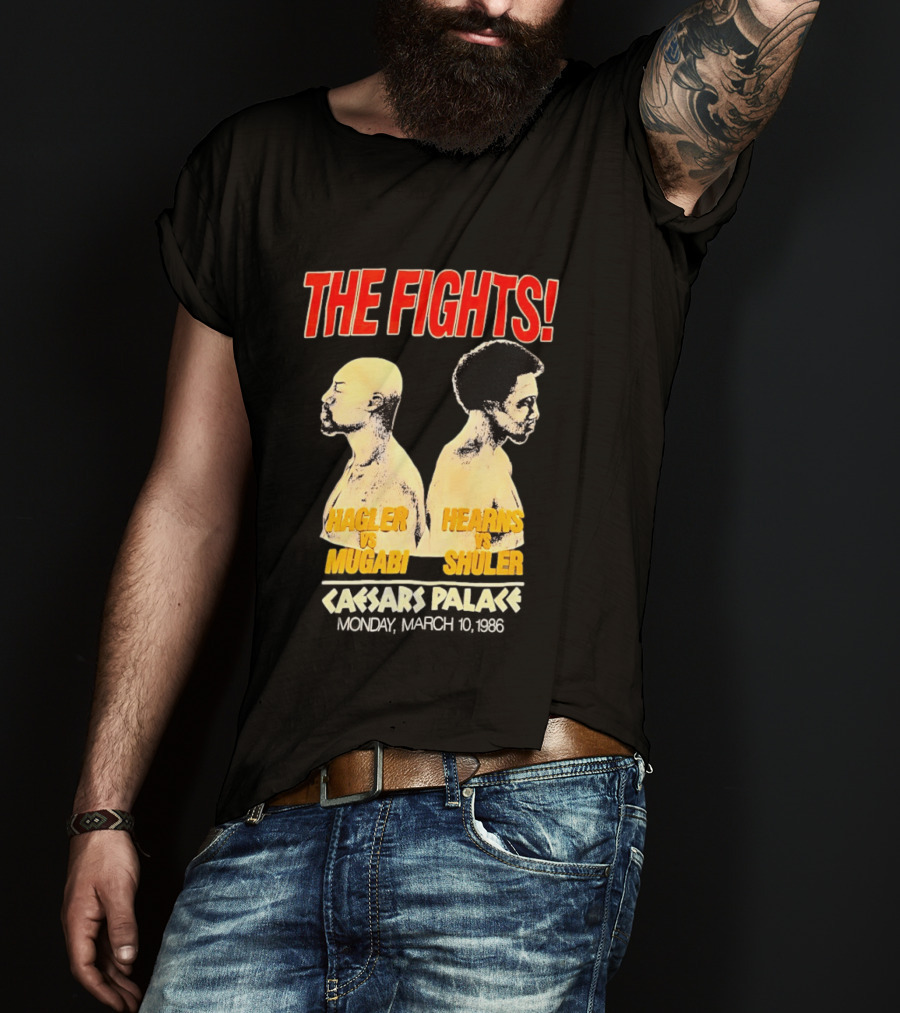 The Fights Hagler Vs Abi Hearns Vs Shuler Caesars Palace 1986 T-Shirt
