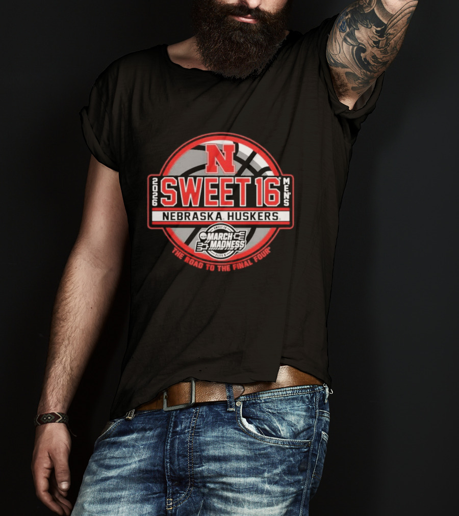 Nebraska Huskers Sweet 16 March Madness Men's Basketball Road To Final Four 2026 T-Shirt