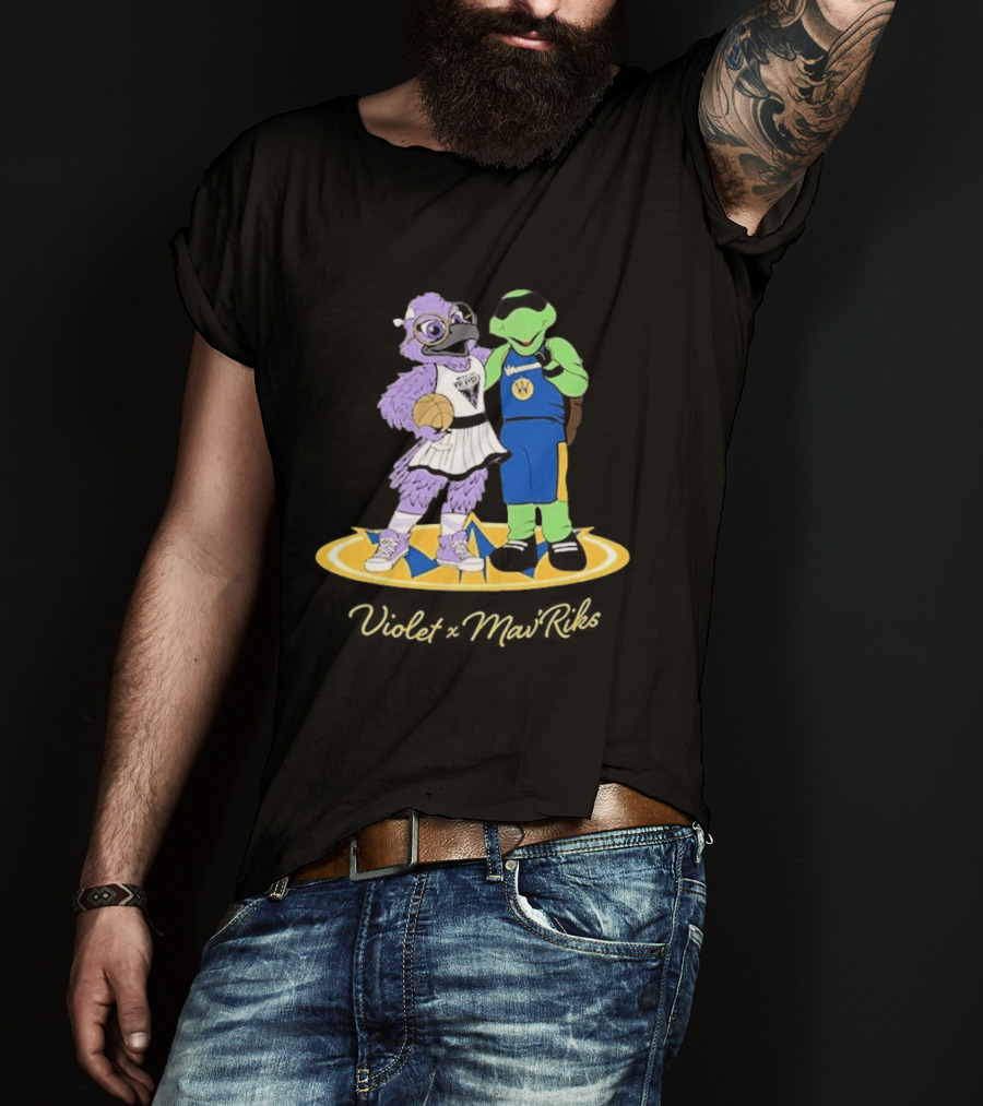 Violet Mavericks Giveaway 2026 Basketball Bird And Turtle Mascots T-Shirt