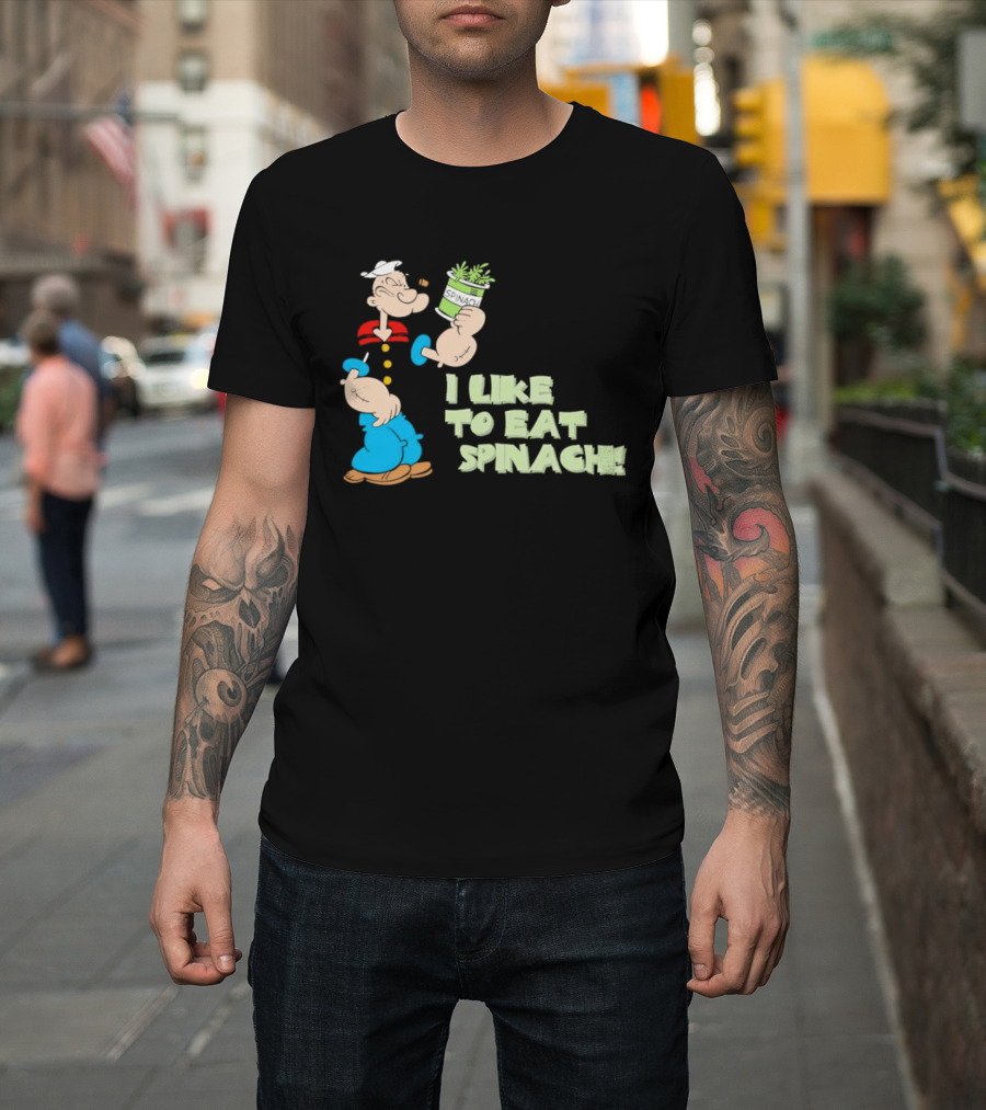 Popeye I Like To Eat Spinach Cartoon Character Eating Vegetables T-Shirt