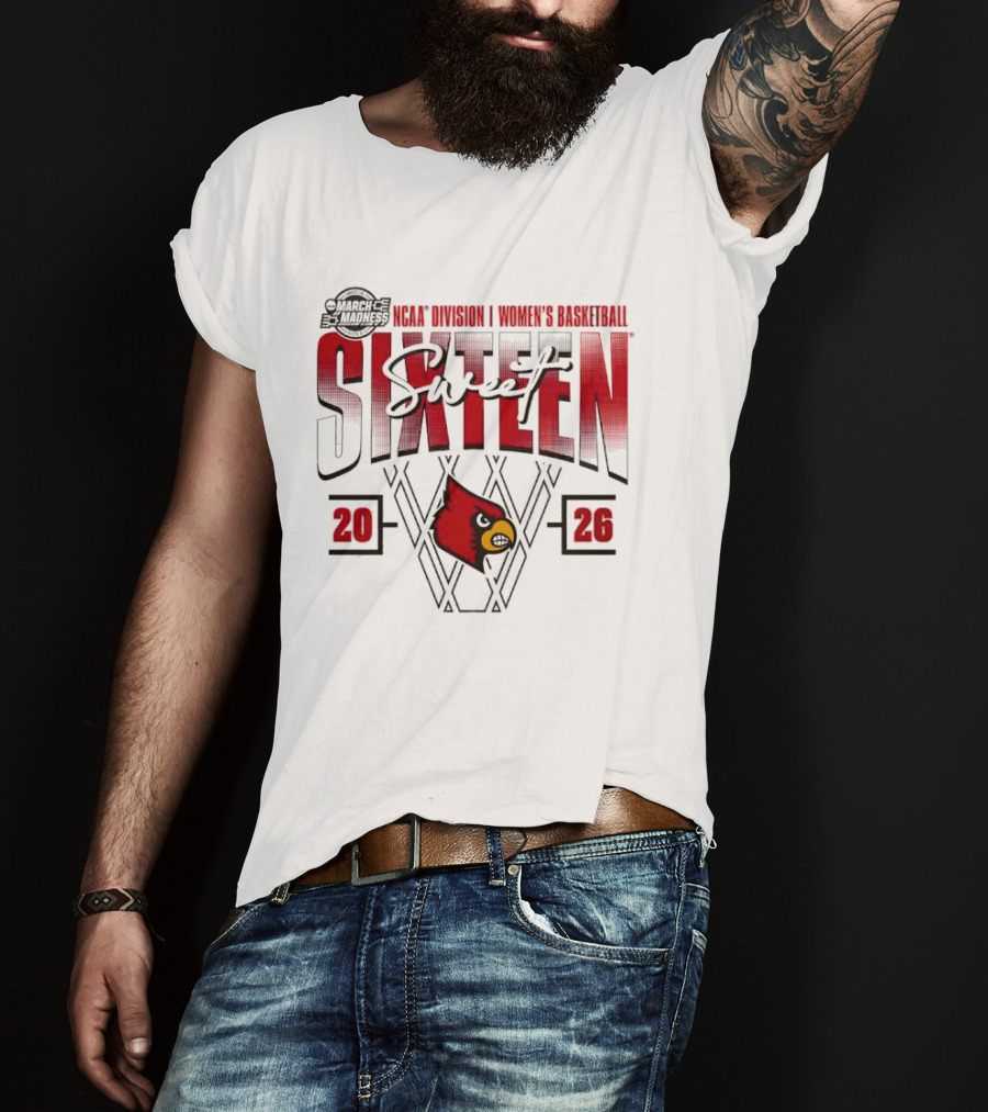 March Madness 2026 NCAA Sweet Sixteen Louisville Cardinals Women's Basketball Tournament T-Shirt