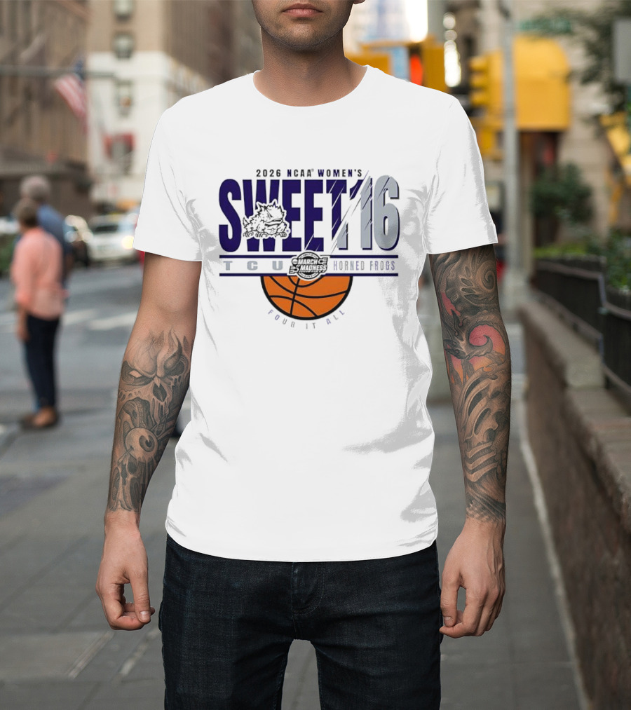 2026 NCAA Women's Sweet 16 TCU Horned Frogs Basketball Frog It All T-Shirt
