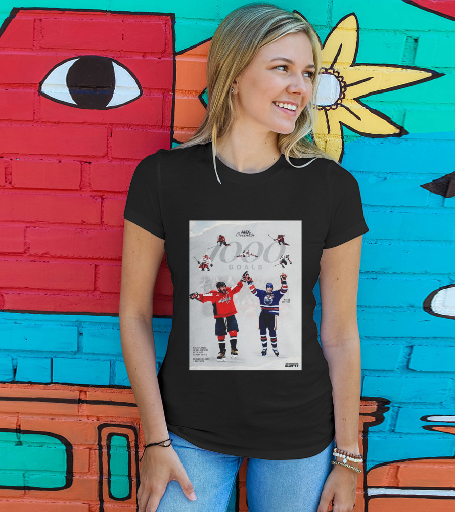 Alex Ovechkin Wayne Gretzky 1000 Goals NHL History ESPN Regular Season Playoffs T-Shirt