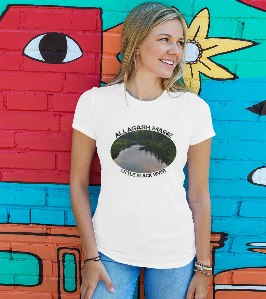 Allagash Maine Little Black River Scenic Photography Oval Frame Landscape T-Shirt
