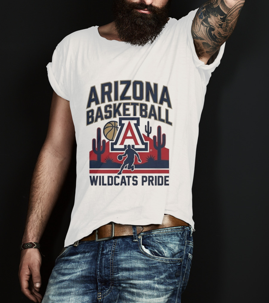 Arizona Wildcats Basketball Pride Cactus And Player T-Shirt