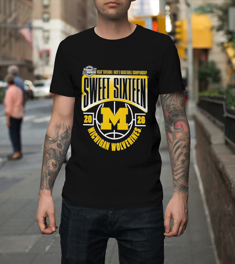 NCAA Men's Basketball Championship Sweet Sixteen 2026 Michigan Wolverines T-Shirt