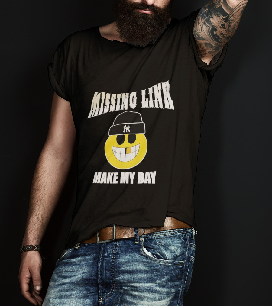 New York Yankees Missing Link Make My Day Smiley Face T-Shirt