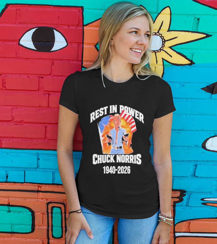 Rest In Power Chuck Norris 1940 2026 American Flag T-Shirt