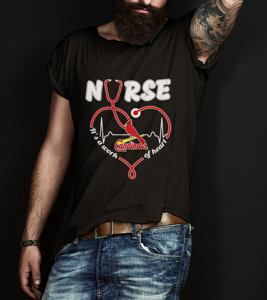 St. Louis Cardinals Nurse Heart Stethoscope Baseball Fan T-Shirt