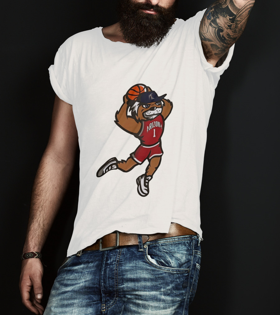 Arizona Wildcats Basketball Mascot Slam Dunk Action T-Shirt