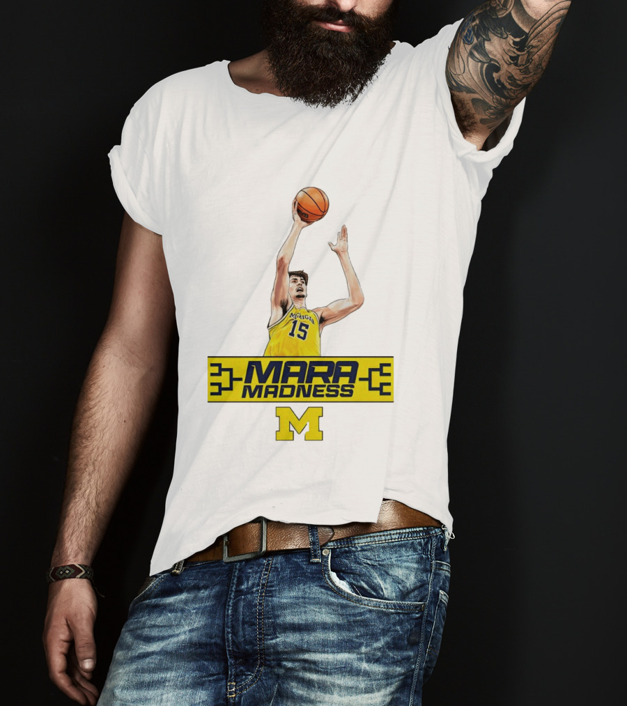Mara Madness University Of Michigan Basketball Aday Mara Number 15 T-Shirt