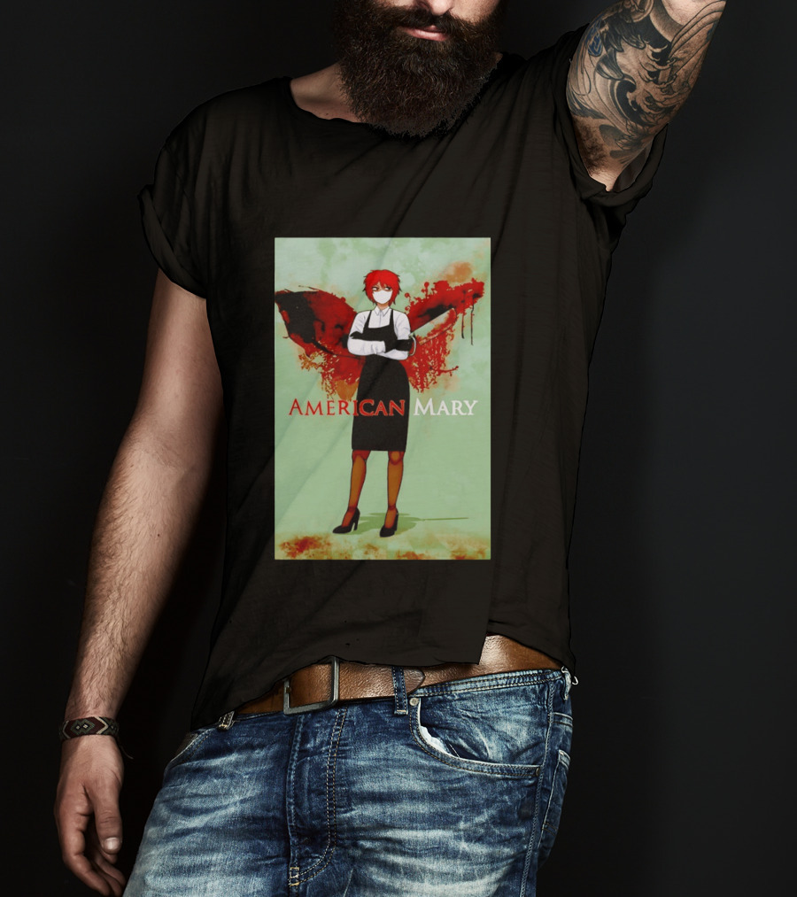 American Mary Mason Bloody Horror Art With Mask And Knife T-Shirt