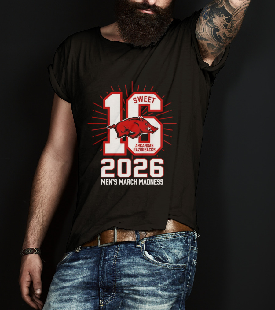 Arkansas Razorbacks Sweet 16 2026 Men's March Madness T-Shirt
