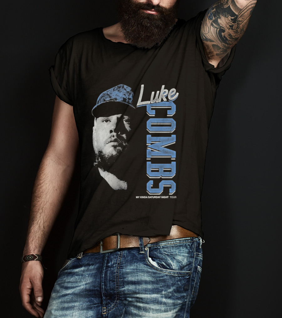 Luke Combs My Kinda Saturday Night Tour Hat And Bearded Face T-Shirt