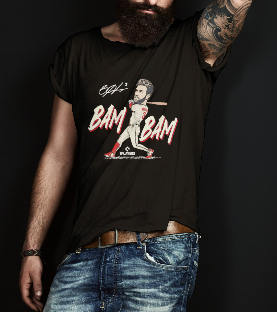 Bryce Harper Bam Bam Caricature Philadelphia Phillies Players Collection T-Shirt