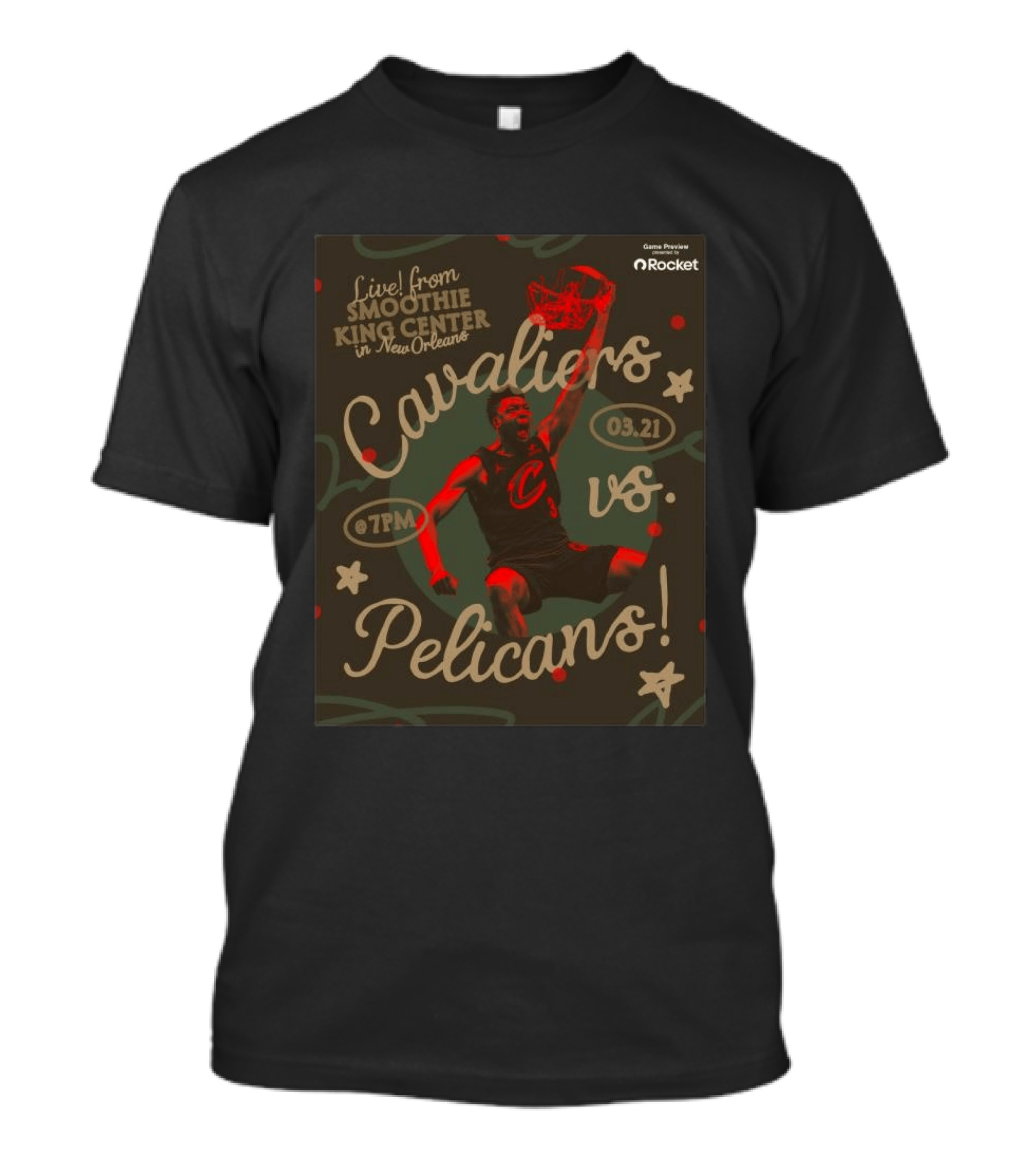 Cleveland Cavaliers Vs Pelicans March 21 7PM Smoothie King Center New Orleans T-Shirt