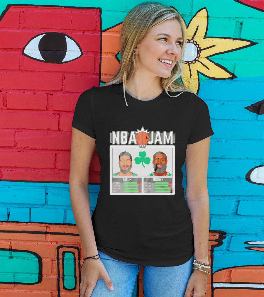 NBA Jam Jaylen Brown Jayson Tatum Celtics Stats T-Shirt