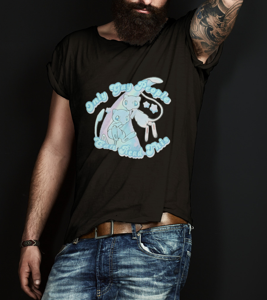 Pokemon Mew Only Gay People Can Read This Stars Retro Rainbow T-Shirt