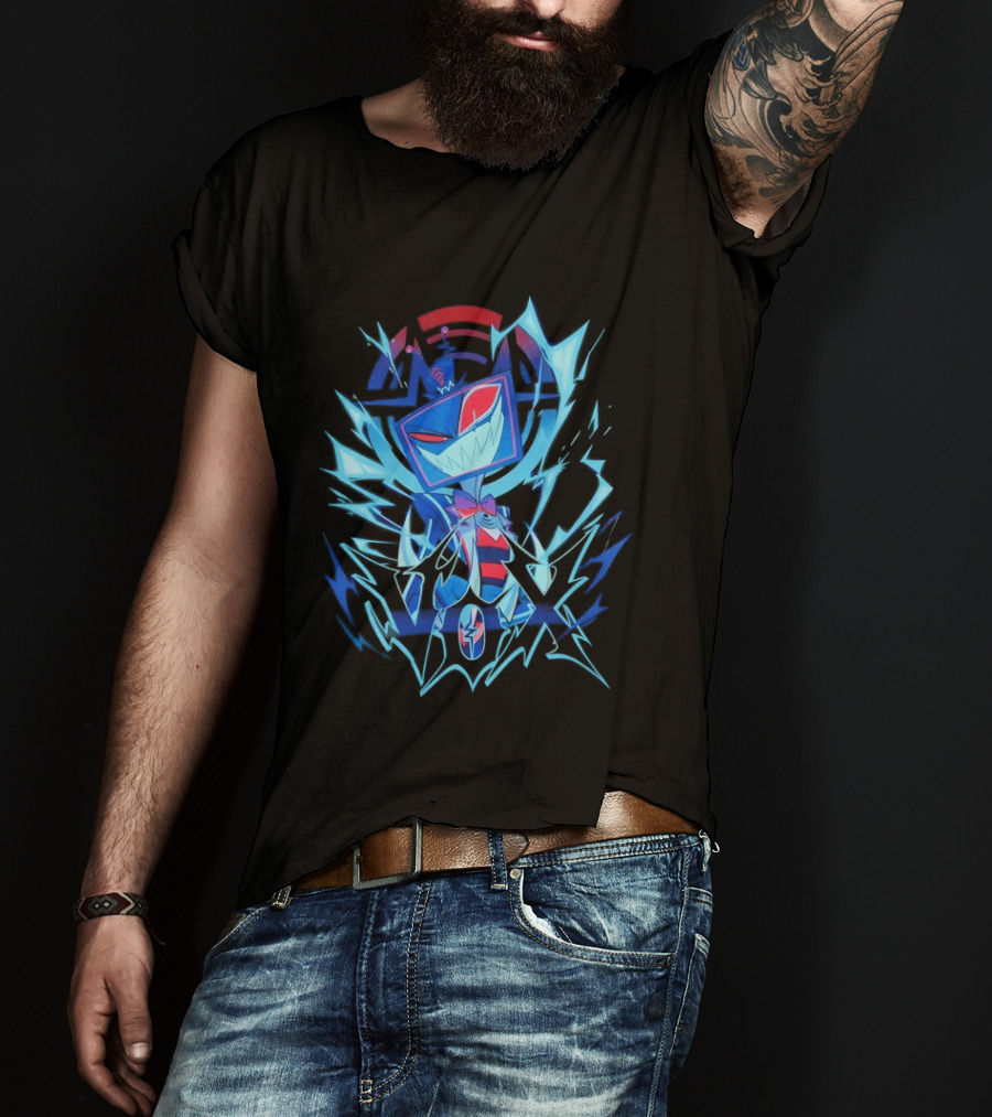 Vox Hazbin Hotel Overlord Character With Glitching Television Head And Electricity T-Shirt