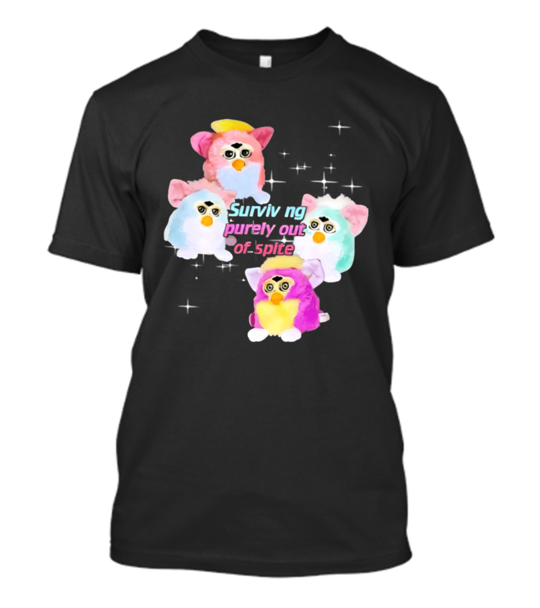 Surviving Purely Out Of Spite With Four Colorful Furbies T-Shirt