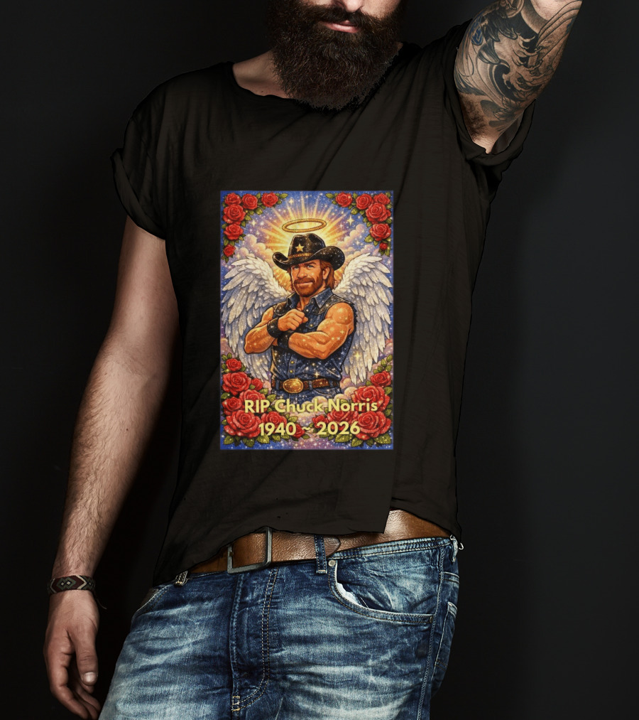 RIP Chuck Norris Angelic Cowboy Tribute 1940 2026 T-Shirt