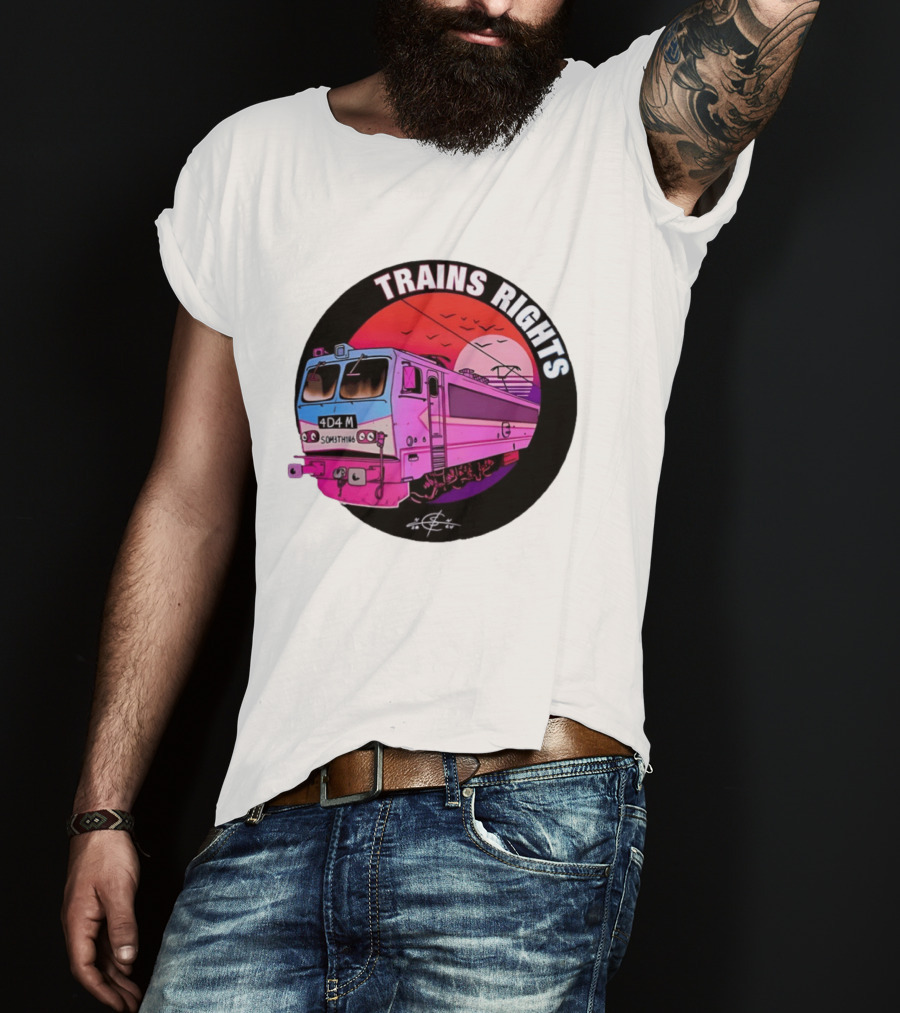 4D4M Something Trains Rights Sunset Train T-Shirt