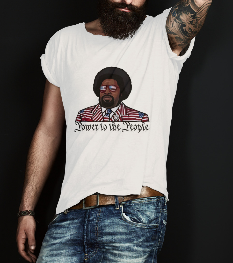 Afro Man American Flag Suit Power To The People T-Shirt