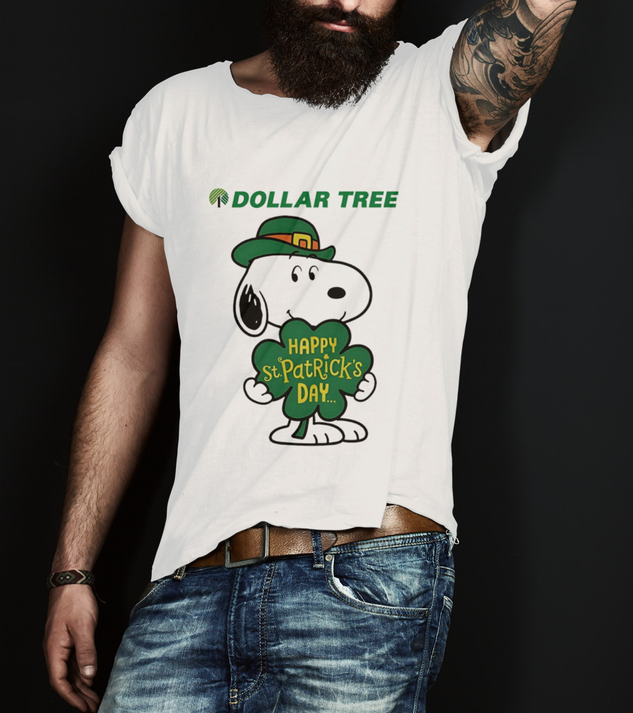 Dollar Tree Snoopy Happy St. Patrick's Day 2026 Clover Hat T-Shirt