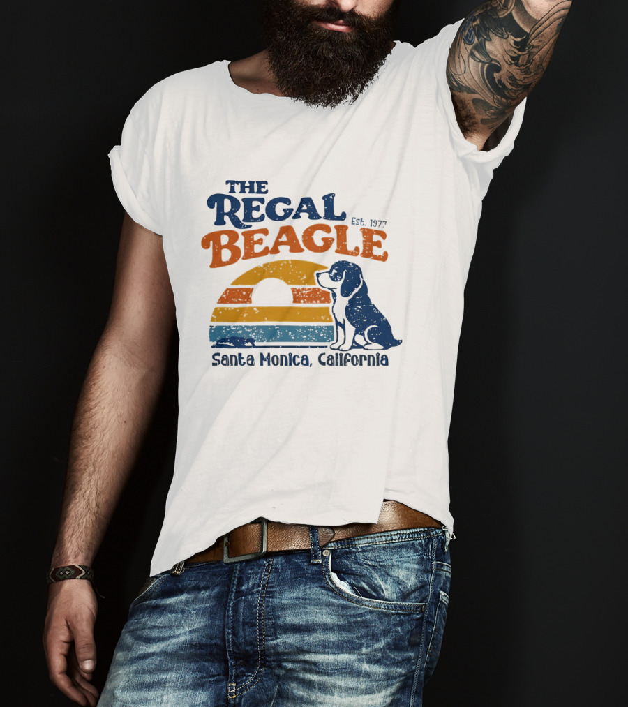 The Regal Beagle Santa Monica California Est 1977 Vintage Sunset Dog T-Shirt