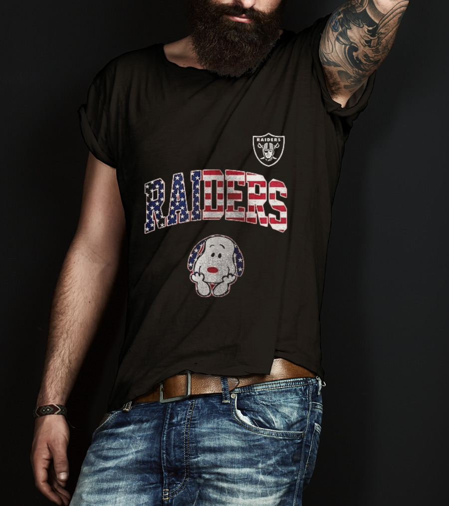Las Vegas Raiders Peanuts Snoopy USA America 250th Anniversary T-Shirt
