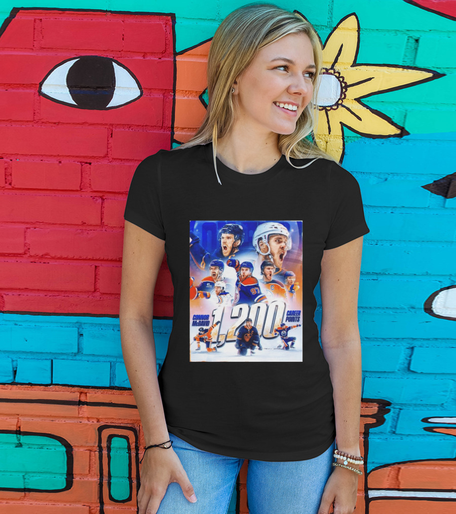 Connor McDavid 1200 Career Points NHL Record T-Shirt