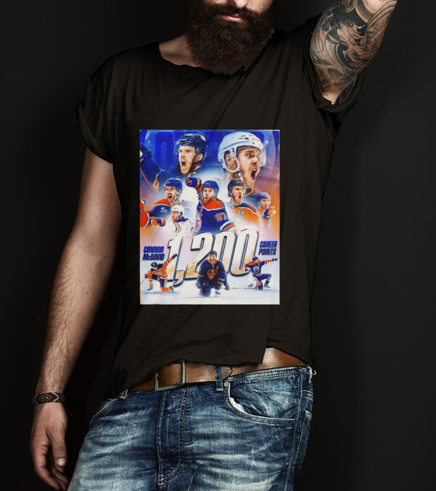 Connor McDavid 1200 Career Points NHL Record T-Shirt