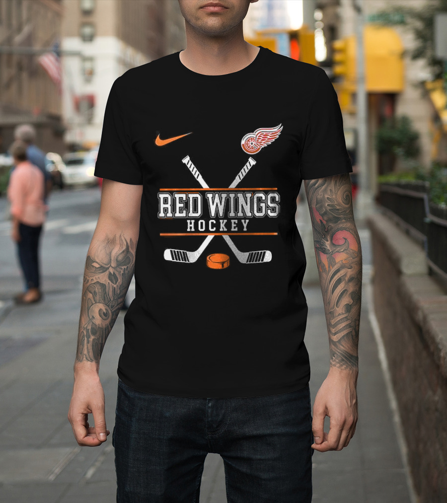 Detroit Red Wings Hockey Nike Collaboration With Harley Davidson T-Shirt