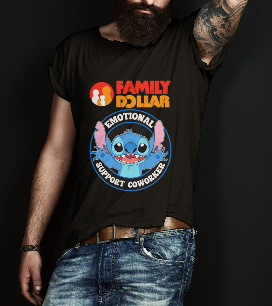 Family Dollar Emotional Support Coworker Stitch T-Shirt