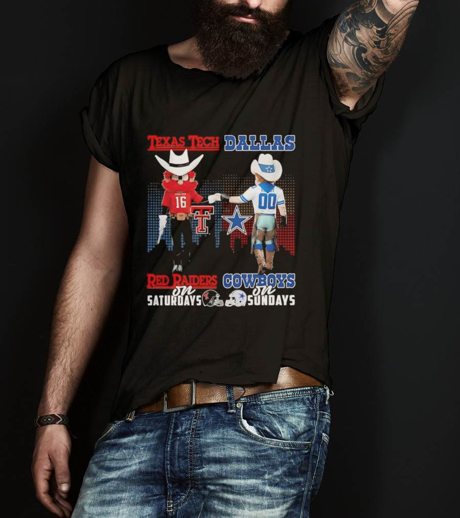 Texas Tech Red Raiders Saturdays Dallas Cowboys Sundays Skyline T-Shirt