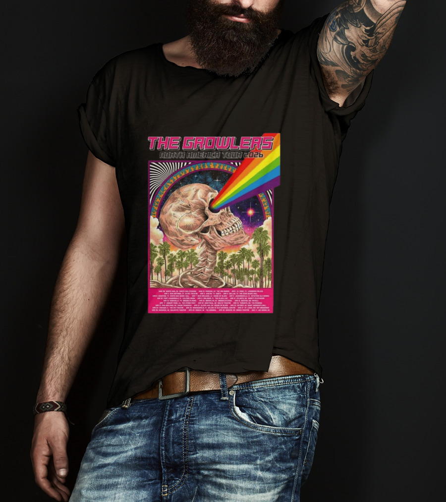 The Growlers North America Tour 2026 Psychedelic Skull With Rainbow Beam T-Shirt
