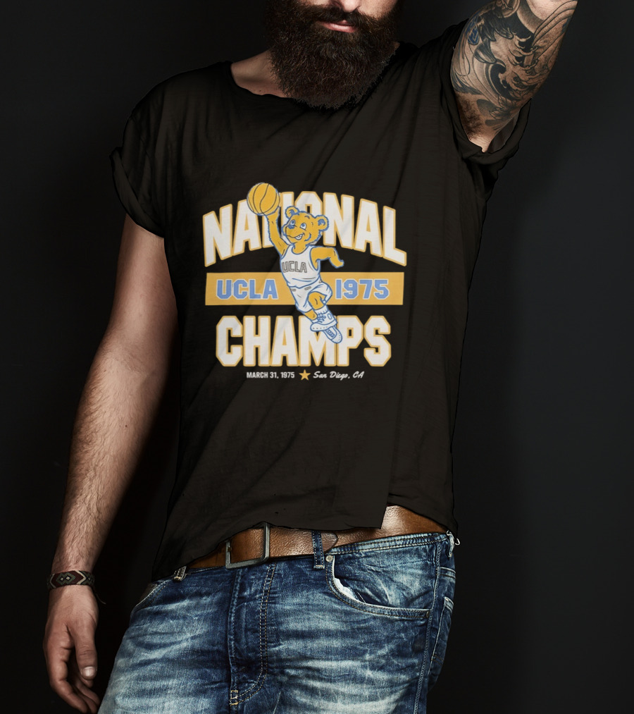 UCLA Bruins National Champs 1975 March 31 San Diego Basketball Bear T-Shirt